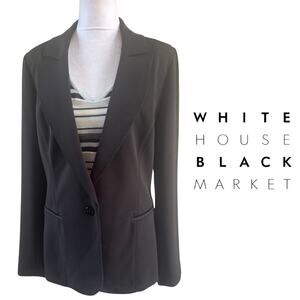 NWOT White House Black Market Jet Black Winter 1 Button Blazer 12